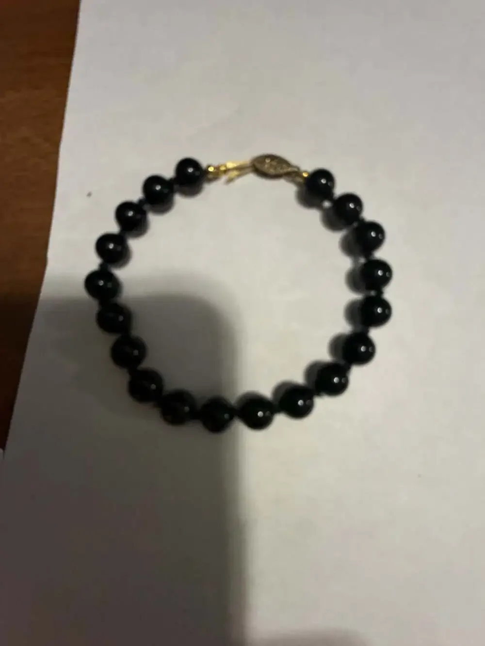 Vintage 925 Sterling Silver BLACK ONYX Beaded Artisan Made Bracelet 7.5” Length